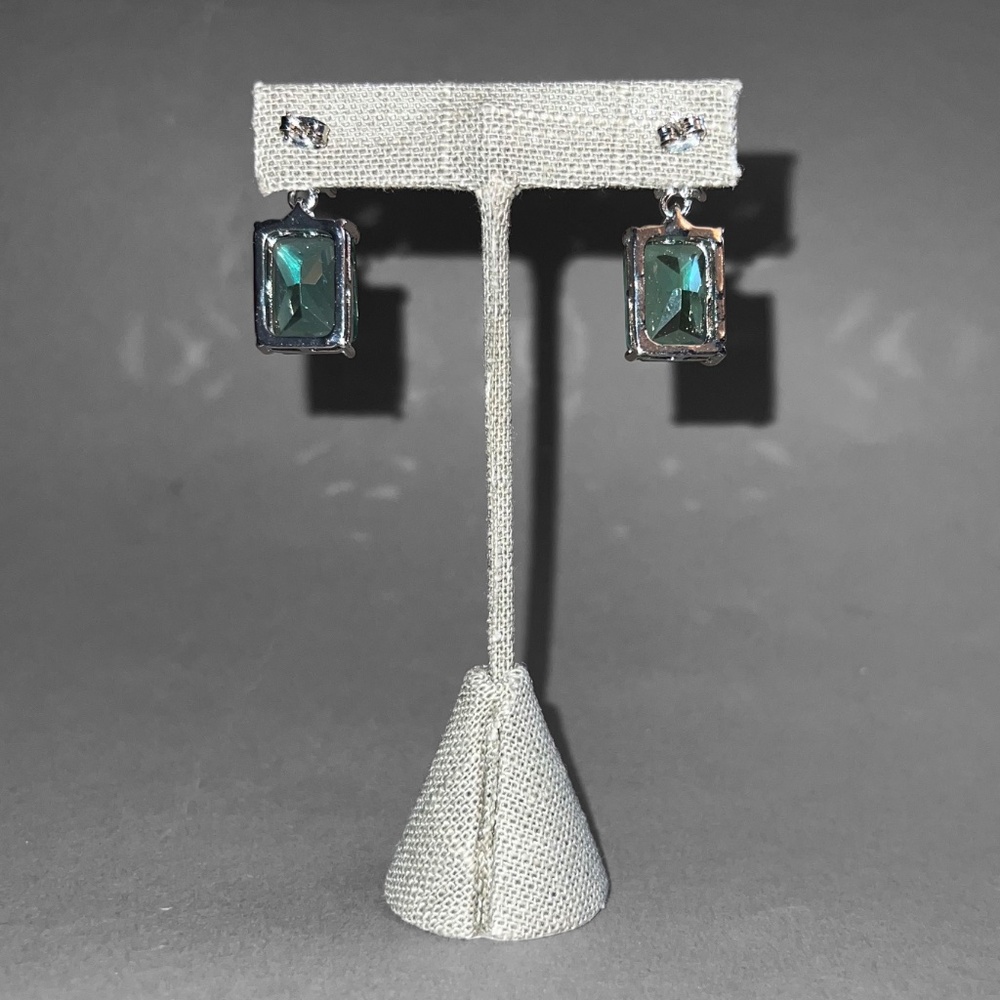 Double Emerald Cut Dangle Earrings - Picture 5 of 5